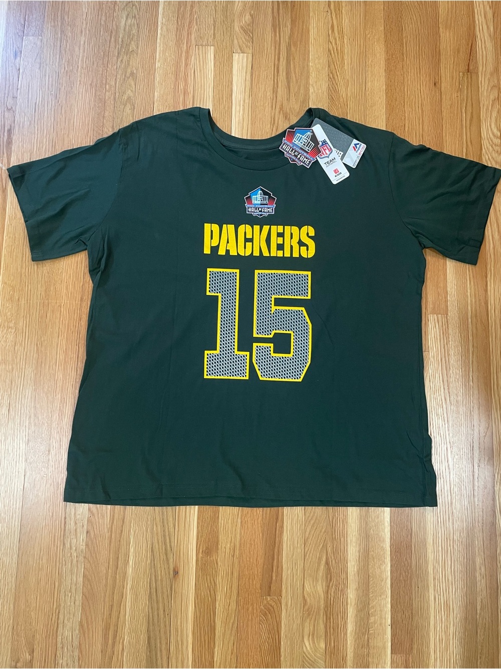 NEW NFL Green Bay Packers Green Team T-Shirt-Bart Starr Number 15